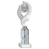 SILVER 'OLYMPIC' HOLDER ASSEMBLED ON MARBLE (2" CEN/3" TUBE) - 10in